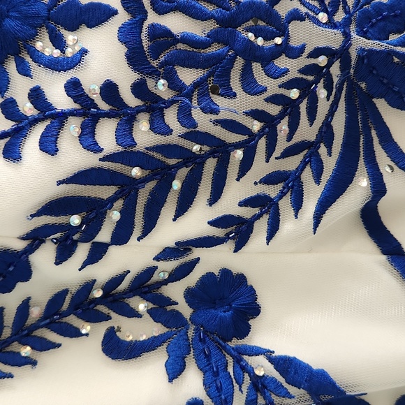 Size 6 Splash Prom white and royal blue lace applique cocktail prom style - Picture 15 of 15